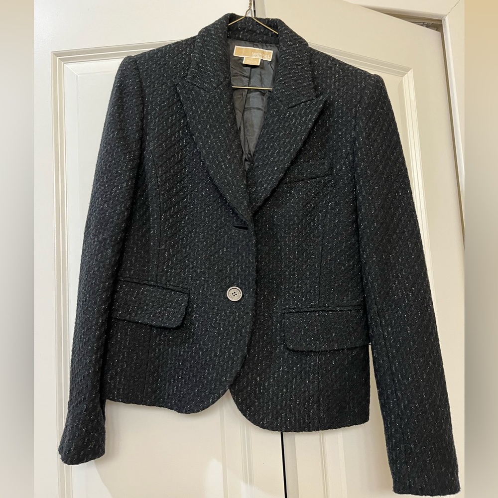 Michael Kors black tweed blazer.